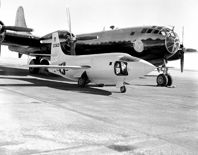 Space History Photo: X-1-2 on Ramp with Boeing B-29